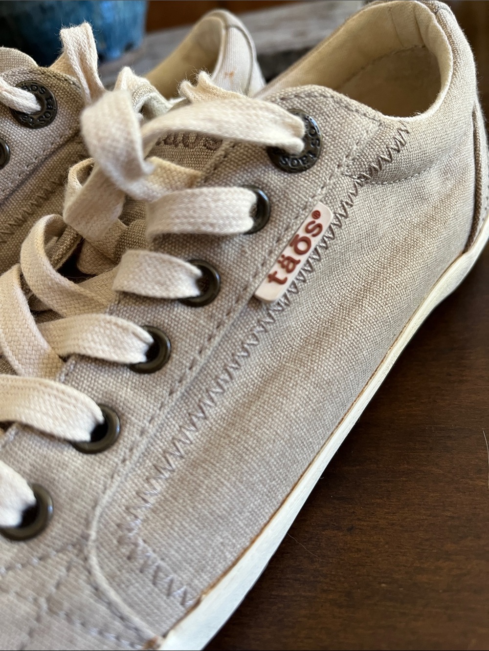 Taos Footwear Beige Canvas Sneakers